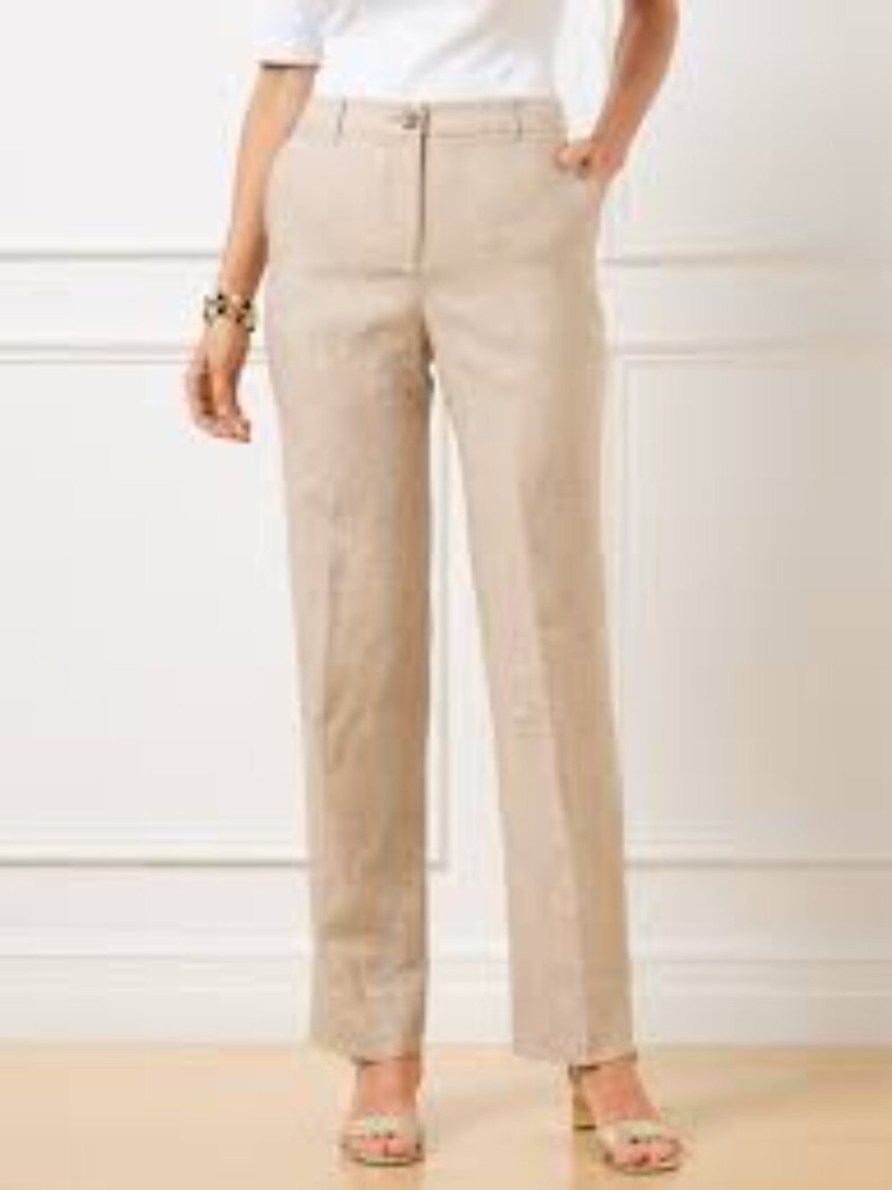 Talbots 100% Linen Tapered Ankle Pants Petite Size 12P Coastal Grandma Minimal